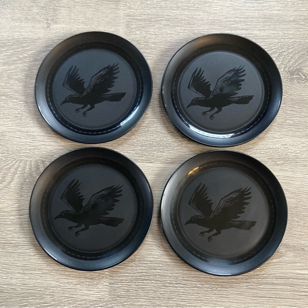 Set of 4 Target black raven plastic dessert plates